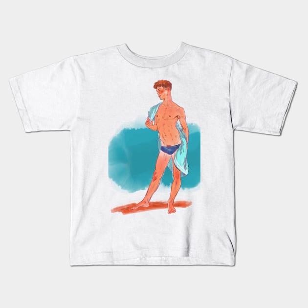 On the beach Kids T-Shirt by blauetauben